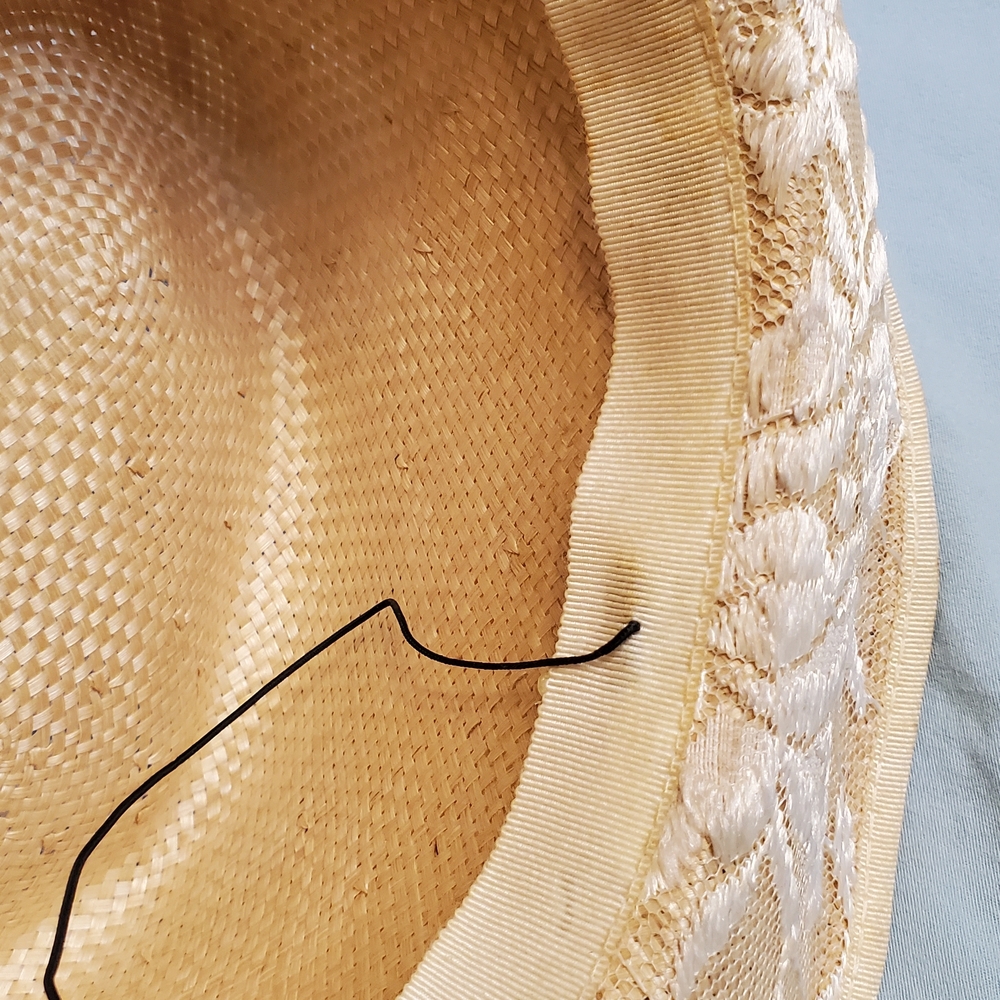 Whittall & Shon Chic Lace  Women's Straw Hat with Floral Accents - Picture 7 of 10